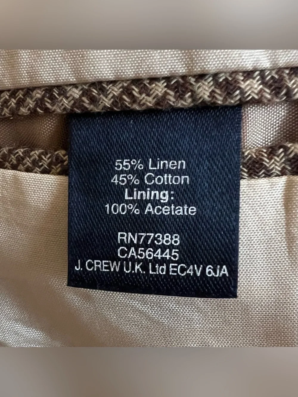 J. Crew Ludlow Blazer Mens 38S Brown Herringbone Linen Cotton Sport Coat Luxury